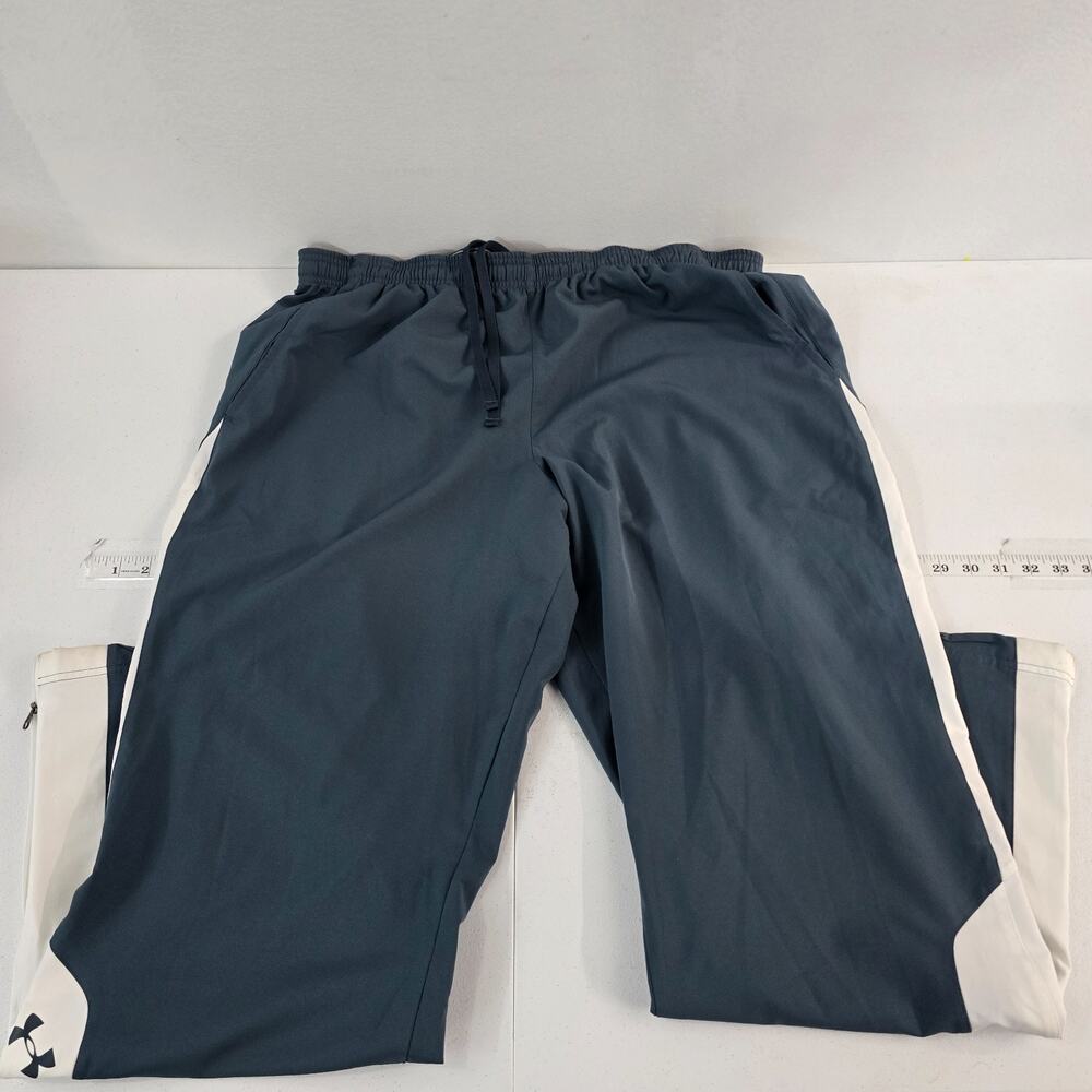Under Armour Men's XL Loose Fit Track Pants Gray White 100% Polyester 6384